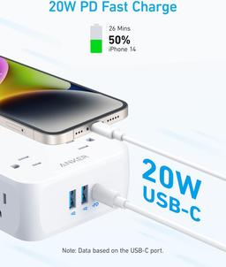 Renoverad Anker 341 USB Power Strip 5ft | A9183 - Reebelo Sverige
