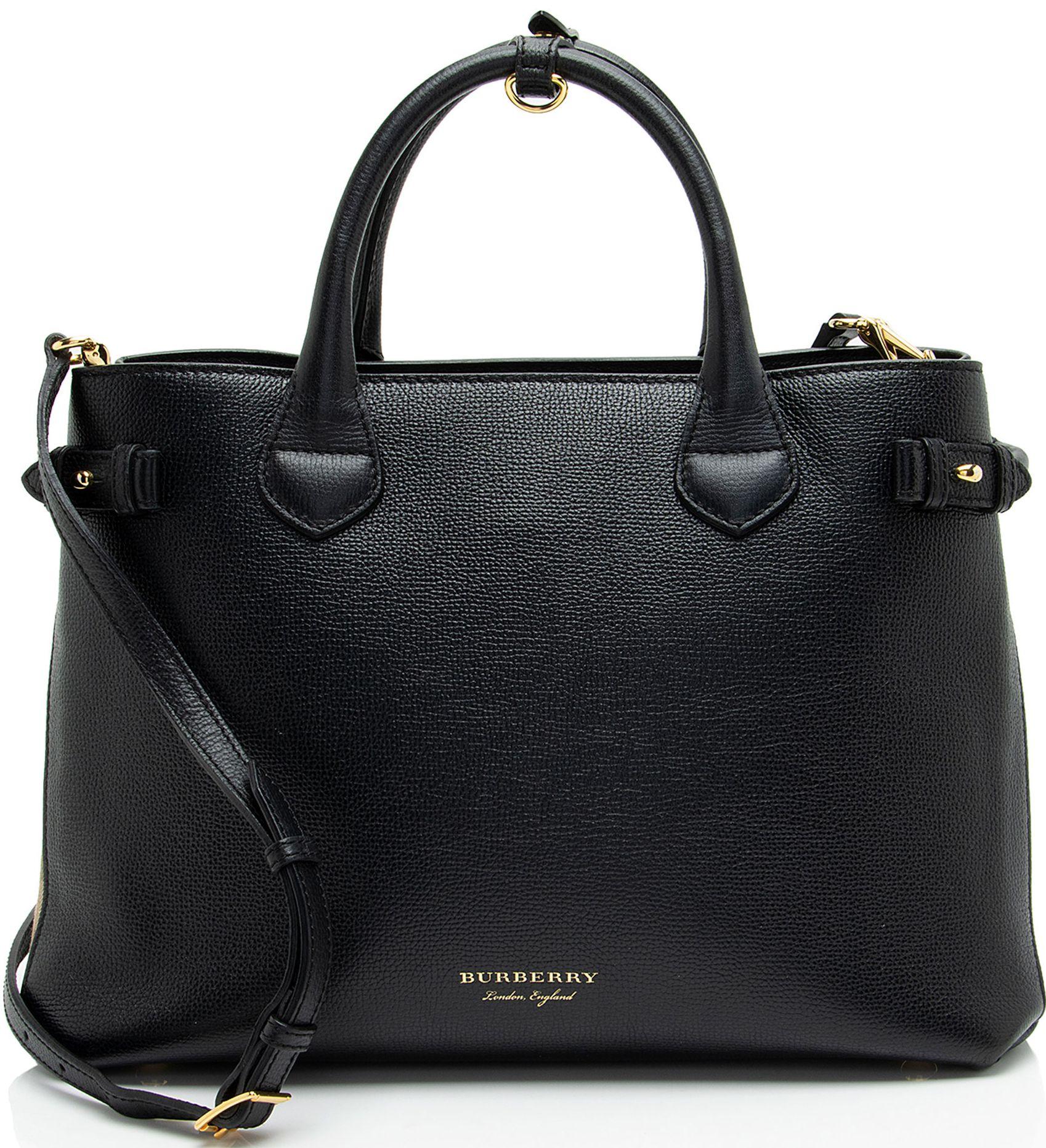 Renoverad Burberry House Check Leather Banner Medium Tote - Reebelo Sverige
