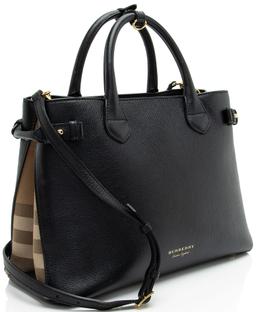 Renoverad Burberry House Check Leather Banner Medium Tote - Reebelo Sverige