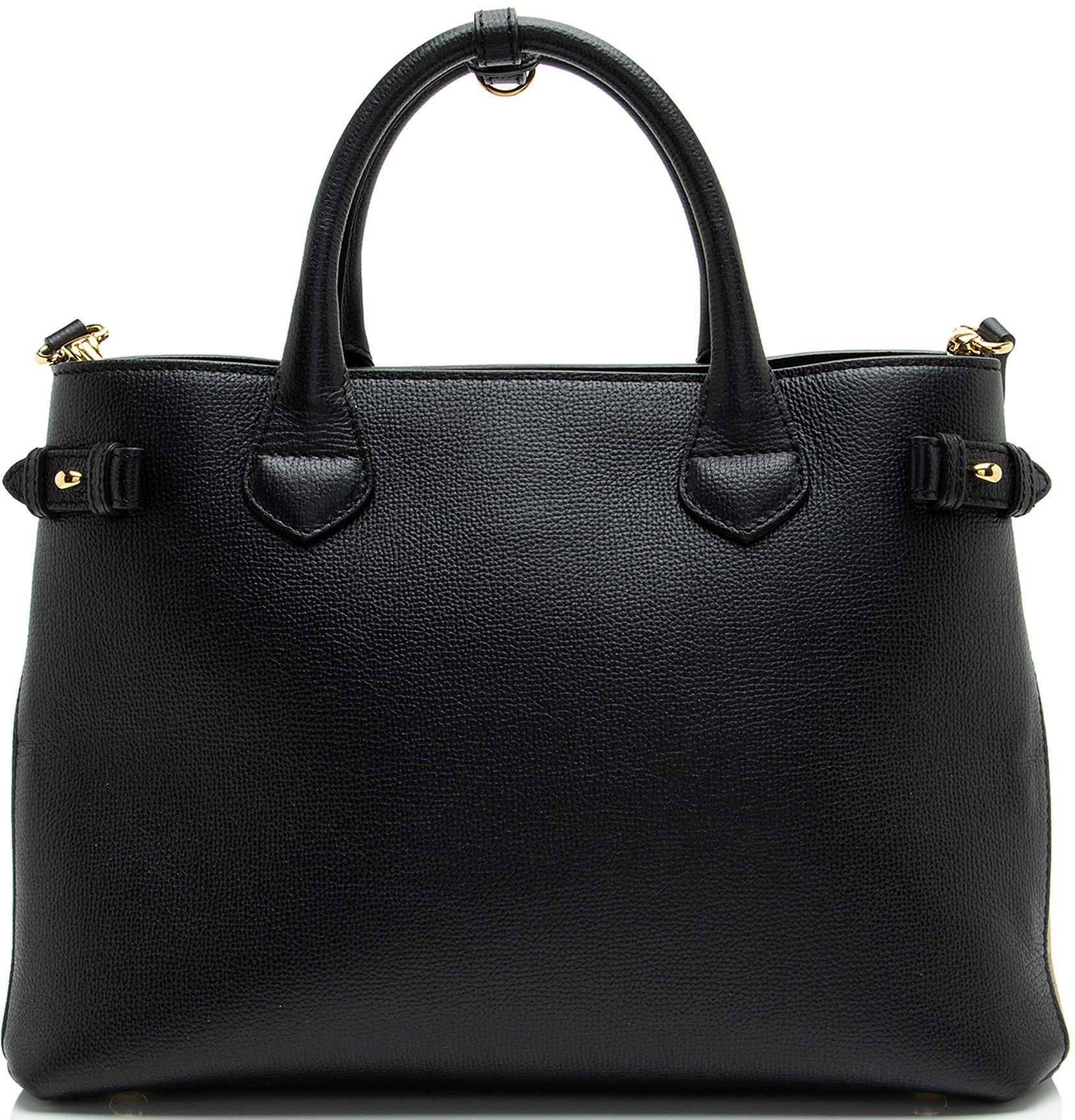Renoverad Burberry House Check Leather Banner Medium Tote - Reebelo Sverige