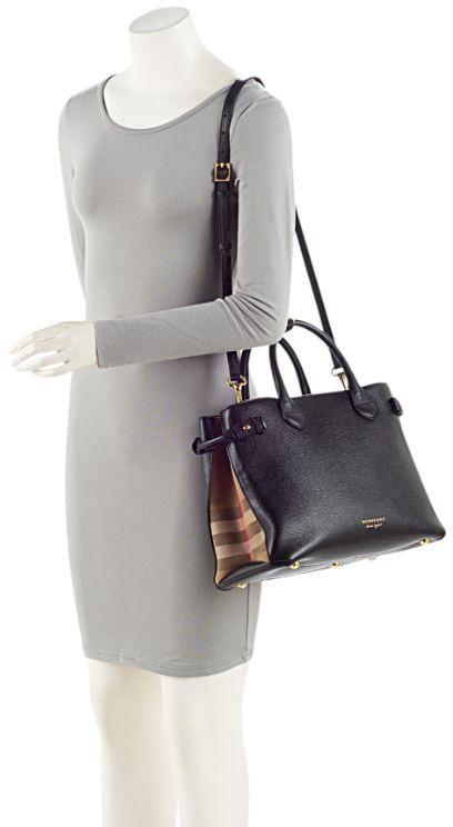 Renoverad Burberry House Check Leather Banner Medium Tote - Reebelo Sverige