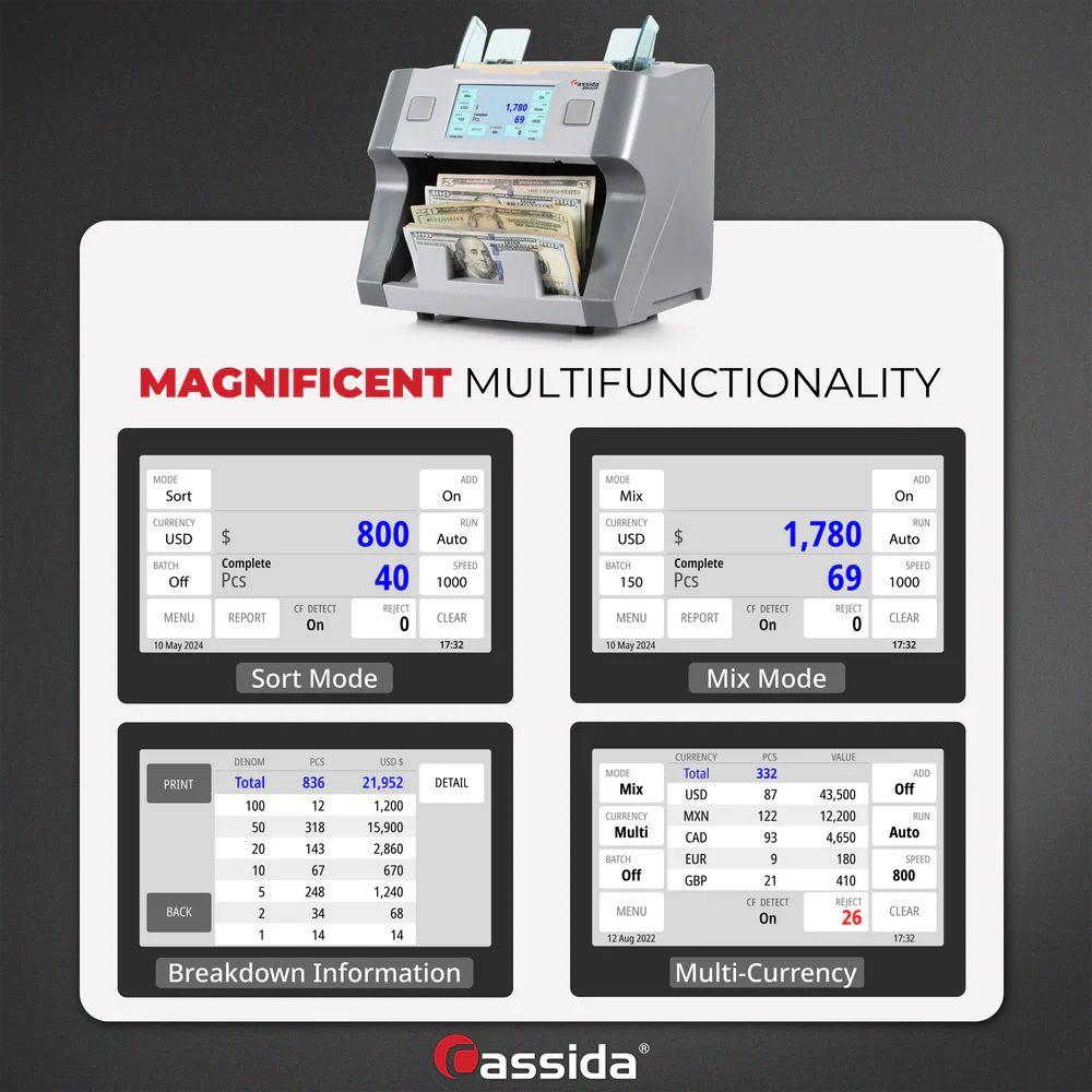 Renoverad Cassida 8800R V2 Mixed Bill Counter - Reebelo Sverige