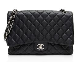 Renoverad Chanel Caviar Leather Classic Maxi Single Flap Bag - Reebelo Sverige