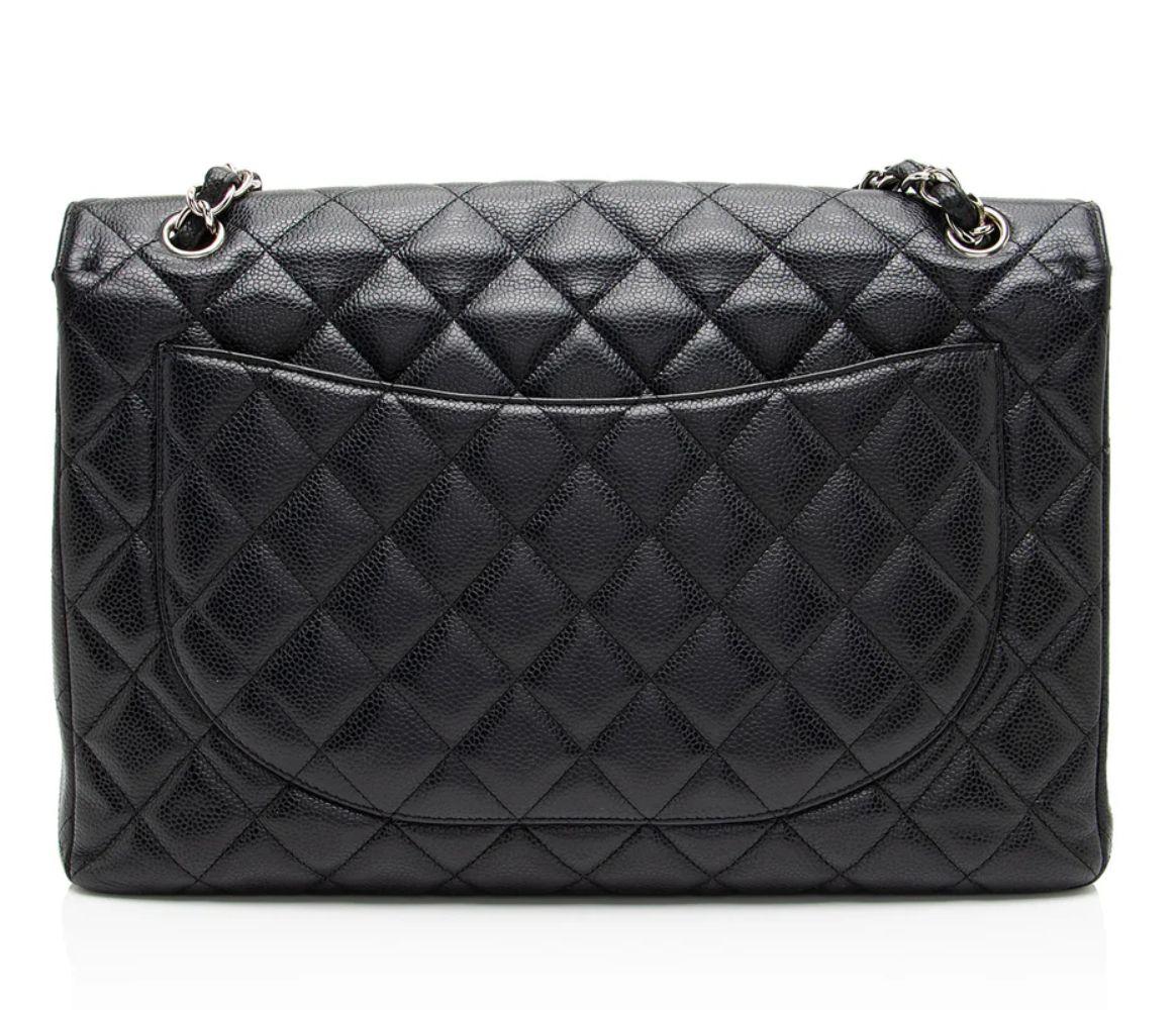 Renoverad Chanel Caviar Leather Classic Maxi Single Flap Bag - Reebelo Sverige
