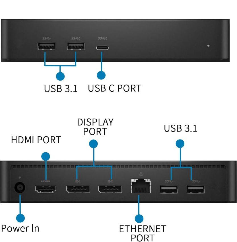Renoverad Dell Universal Docking Station D6000S Ethernet  - Reebelo Sverige