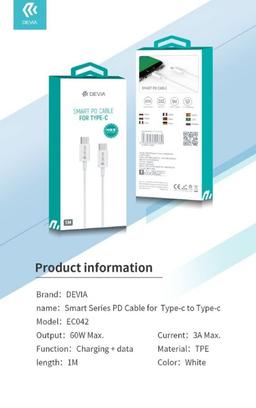 Renoverad Devia Smart Series PD Charging Cable for Type-C (1m) - Reebelo Sverige