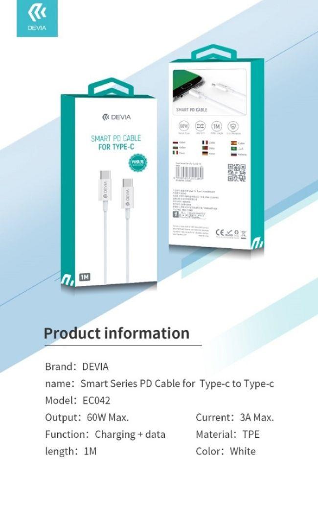 Renoverad Devia Smart Series PD Charging Cable for Type-C (1m) - Reebelo Sverige