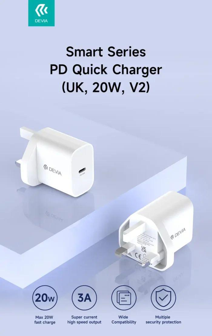 Renoverad Devia Smart Series PD Quick Charger (UK / 20W / V2) - Reebelo Sverige