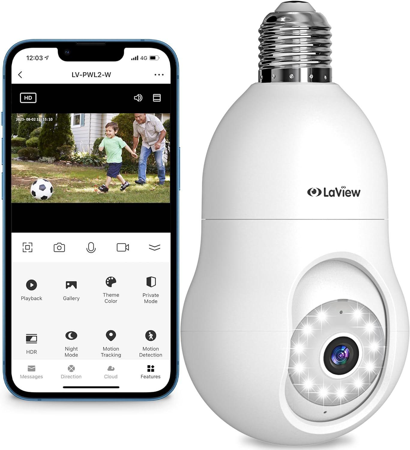 Renoverad LaView Wireless Bulb Security Camera 360° LV-PWL2 - Reebelo Sverige