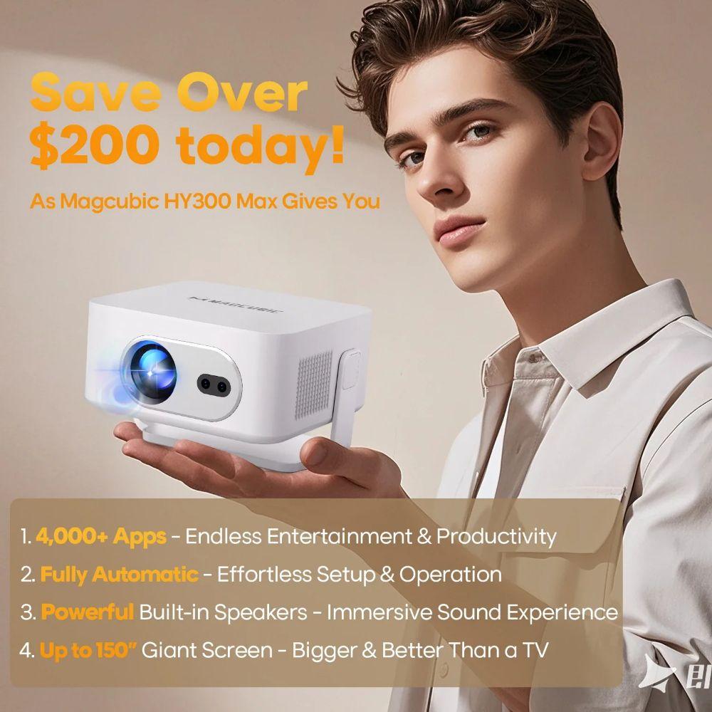 Renoverad Magcubic HY300Max 8K WiFi 6 Portable Projector - Reebelo Sverige