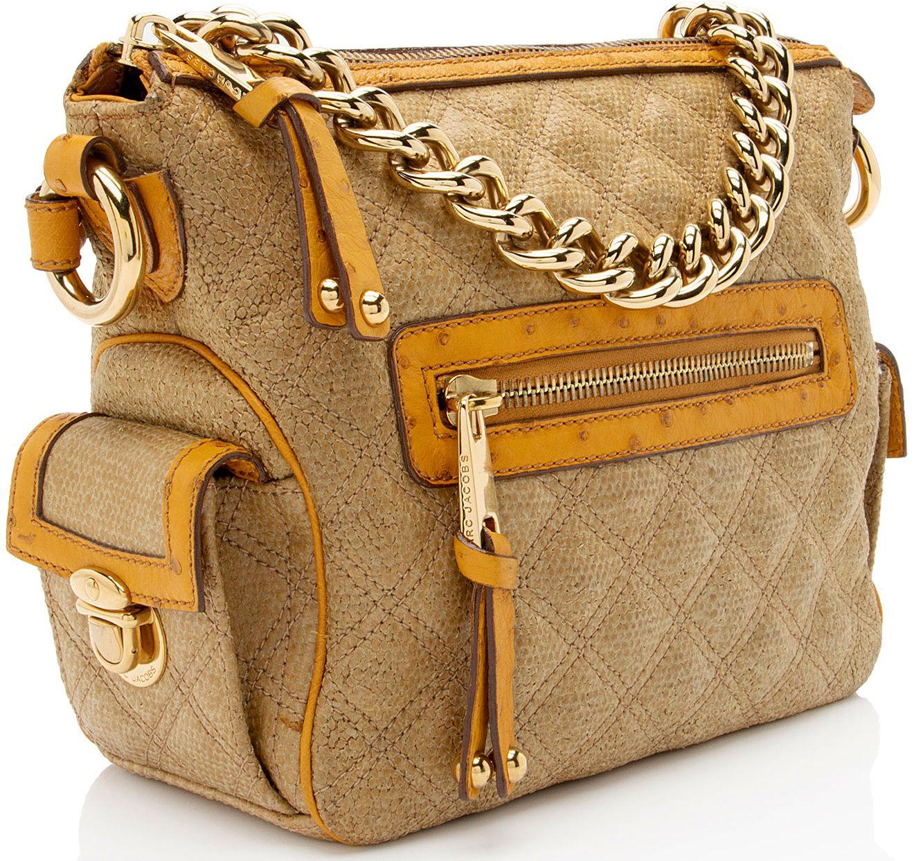 Renoverad Marc Jacobs Coated Canvas Ostrich Stam Hobo - Reebelo Sverige
