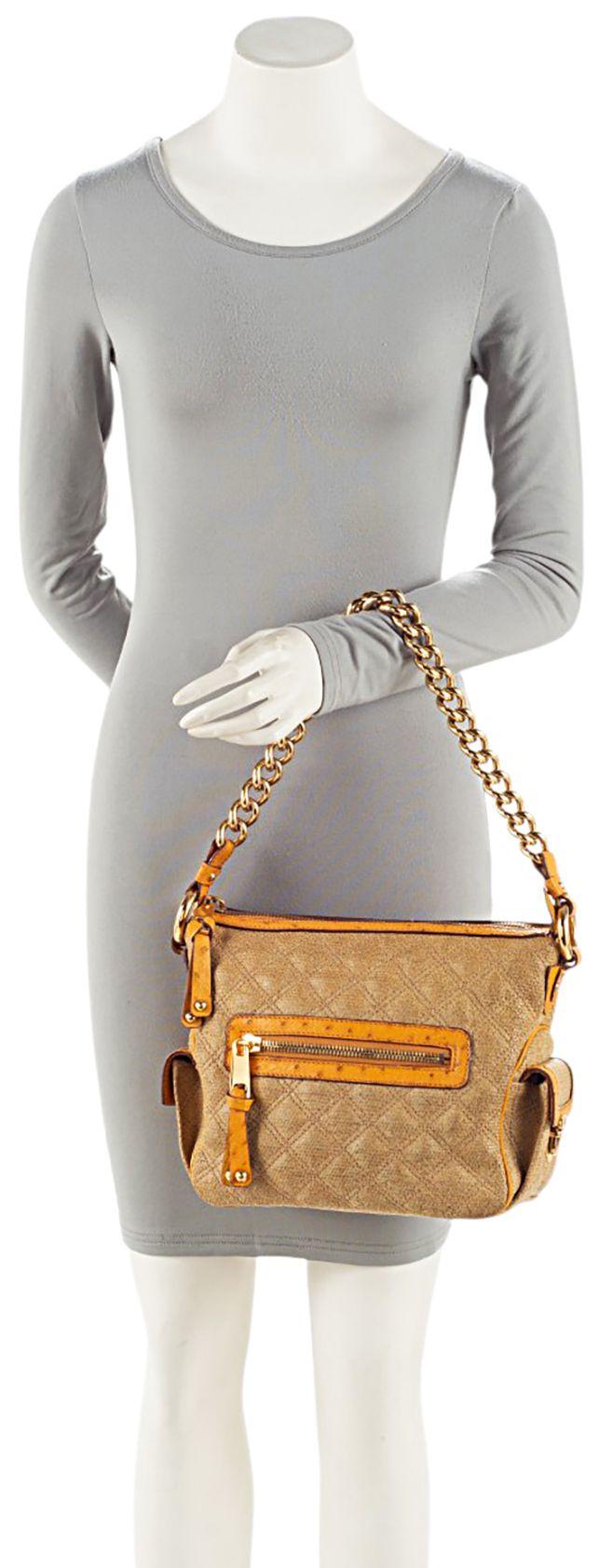Renoverad Marc Jacobs Coated Canvas Ostrich Stam Hobo - Reebelo Sverige