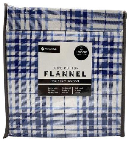 Renoverad Member's Mark 100% Cotton 4pc Flannel Sheets Twin Set - Reebelo Sverige