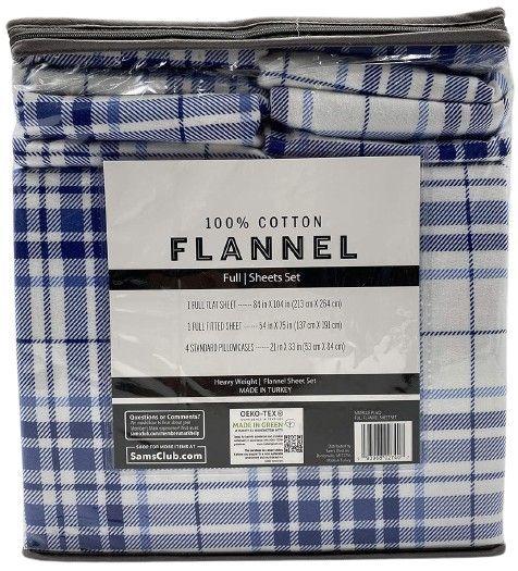 Renoverad Member's Mark 100% Cotton 6pc Flannel Sheets Full Set - Reebelo Sverige