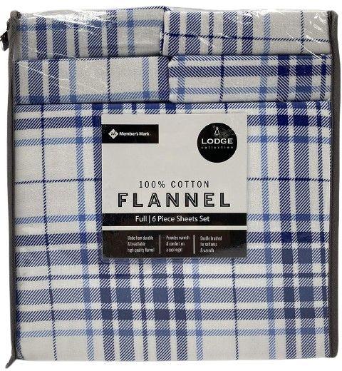 Renoverad Member's Mark 100% Cotton 6pc Flannel Sheets Full Set - Reebelo Sverige