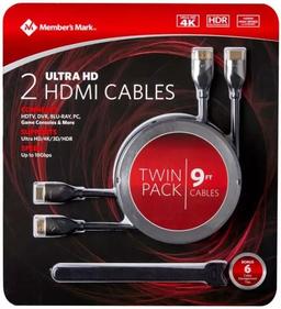Renoverad Member's Mark Premium 2 Ultra HD HDMI Cables 9ft - Reebelo Sverige
