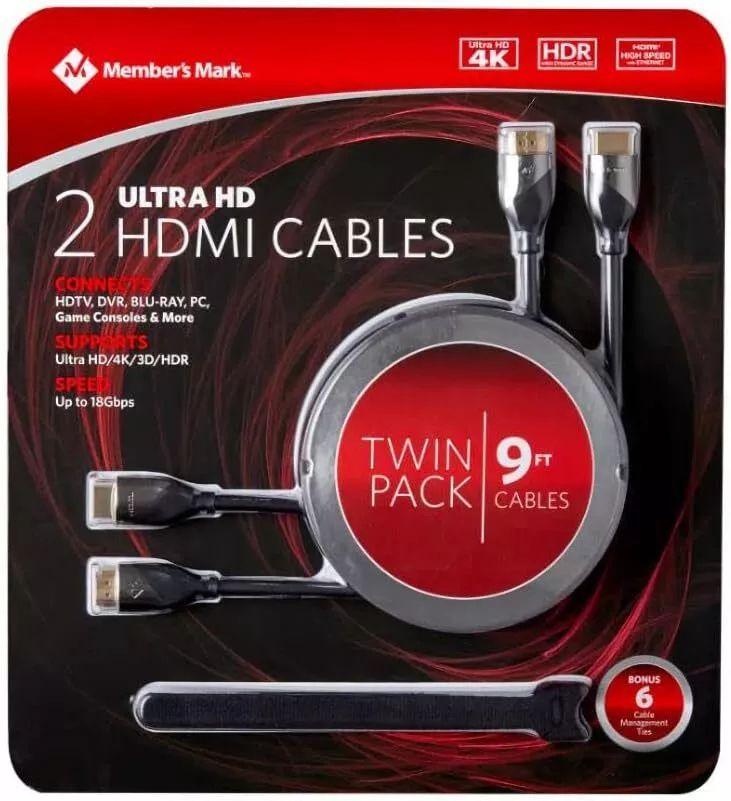Renoverad Member's Mark Premium 2 Ultra HD HDMI Cables 9ft - Reebelo Sverige