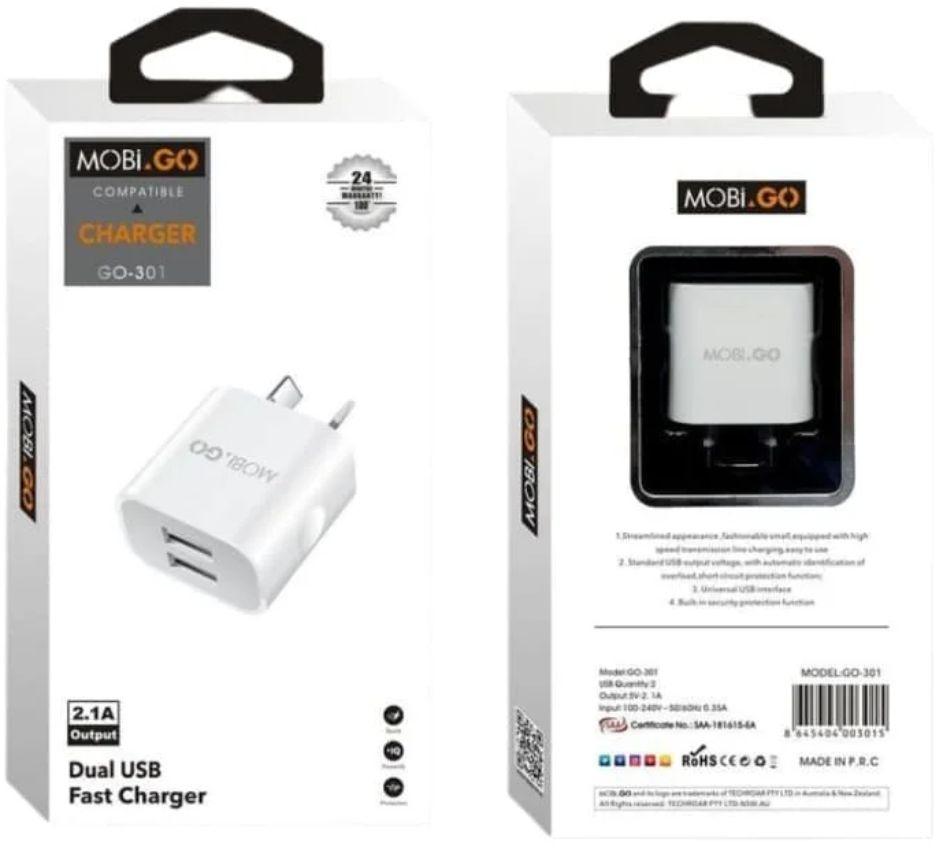 Renoverad Mobigo GO-301 Dual USB Power Adapter Wall Plug (NZ / AU) - Reebelo Sverige