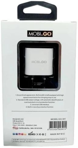 Renoverad Mobigo GO-301 Dual USB Power Adapter Wall Plug (NZ / AU) - Reebelo Sverige