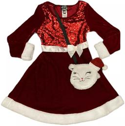 Renoverad Pink & Violet Holiday Girl's Dress with Cat Purse 5T - Reebelo Sverige