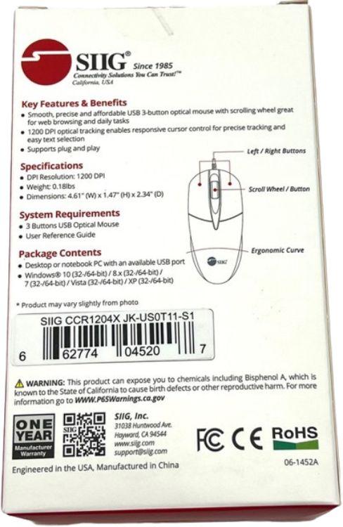 Renoverad SIIG 3 Buttons USB Optical Mouse - Reebelo Sverige