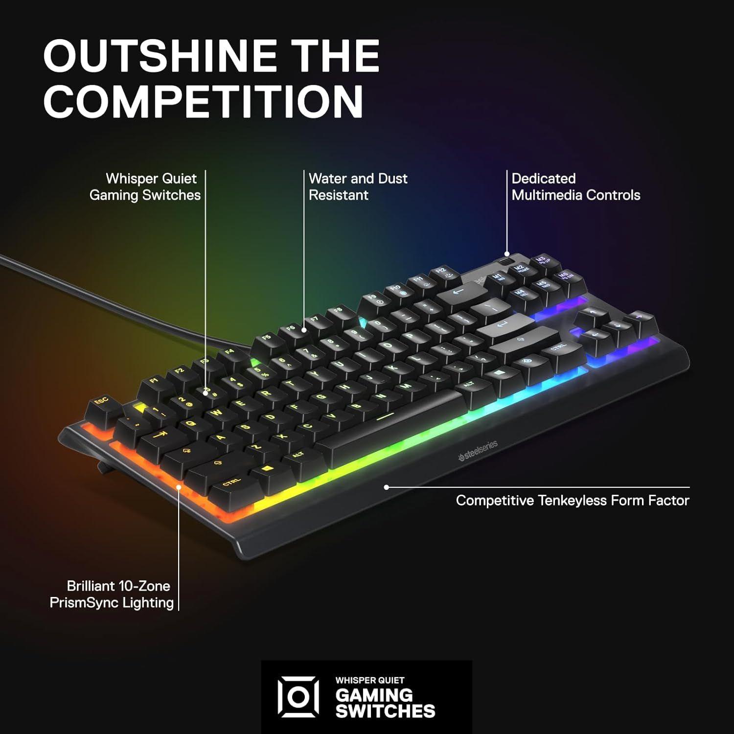 Renoverad SteelSeries Apex 3 TKL Wired RGB Lighting Gaming Keyboard - Reebelo Sverige