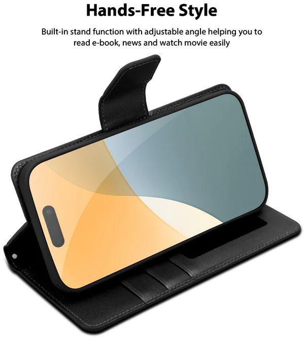 Renoverad Tough On Flip Wallet Leather Phone Case for iPhone 16 - Reebelo Sverige
