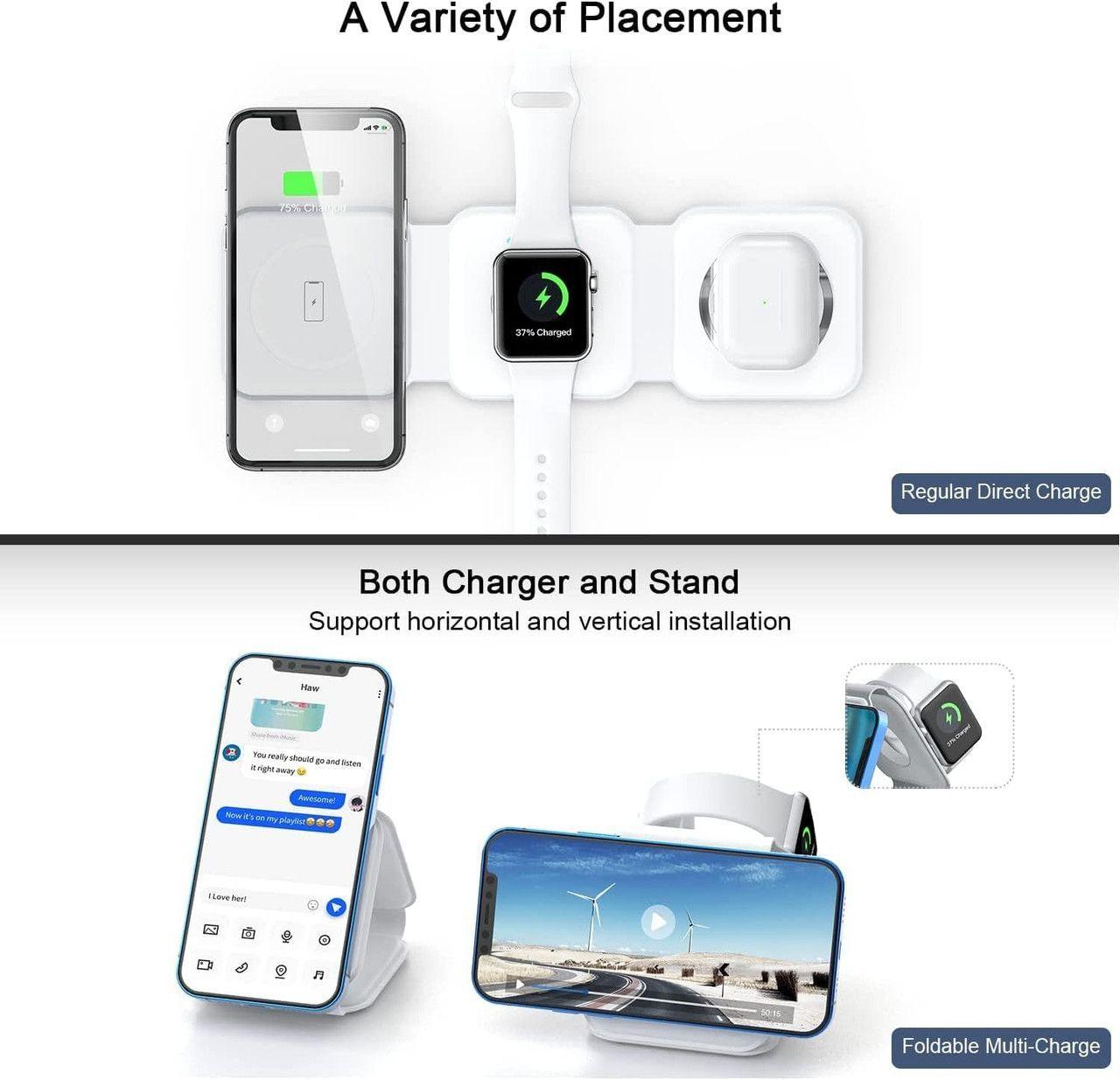 Renoverad UCOMX Nano 3 in 1 Wireless Charger with Adapter   - Reebelo Sverige