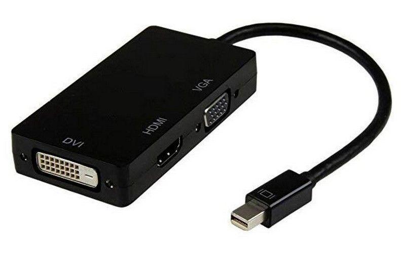 Renoverad 8ware 3 in1 Thunderbolt Mini DP DisplayPort to HDMI DVI VGA Hub Adapter Converter Cable for MacBook Air Mac Mini Microsoft Surface Pro 3/4/5 - Reebelo Sverige