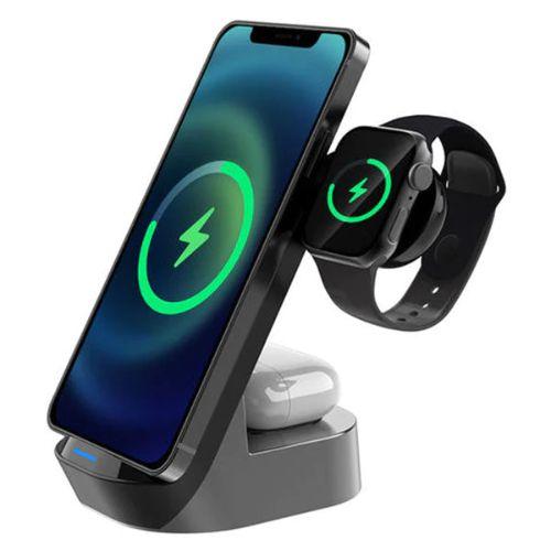 Renoverad Budi 3 in 1 15W Wireless Charging Stand - Reebelo Sverige