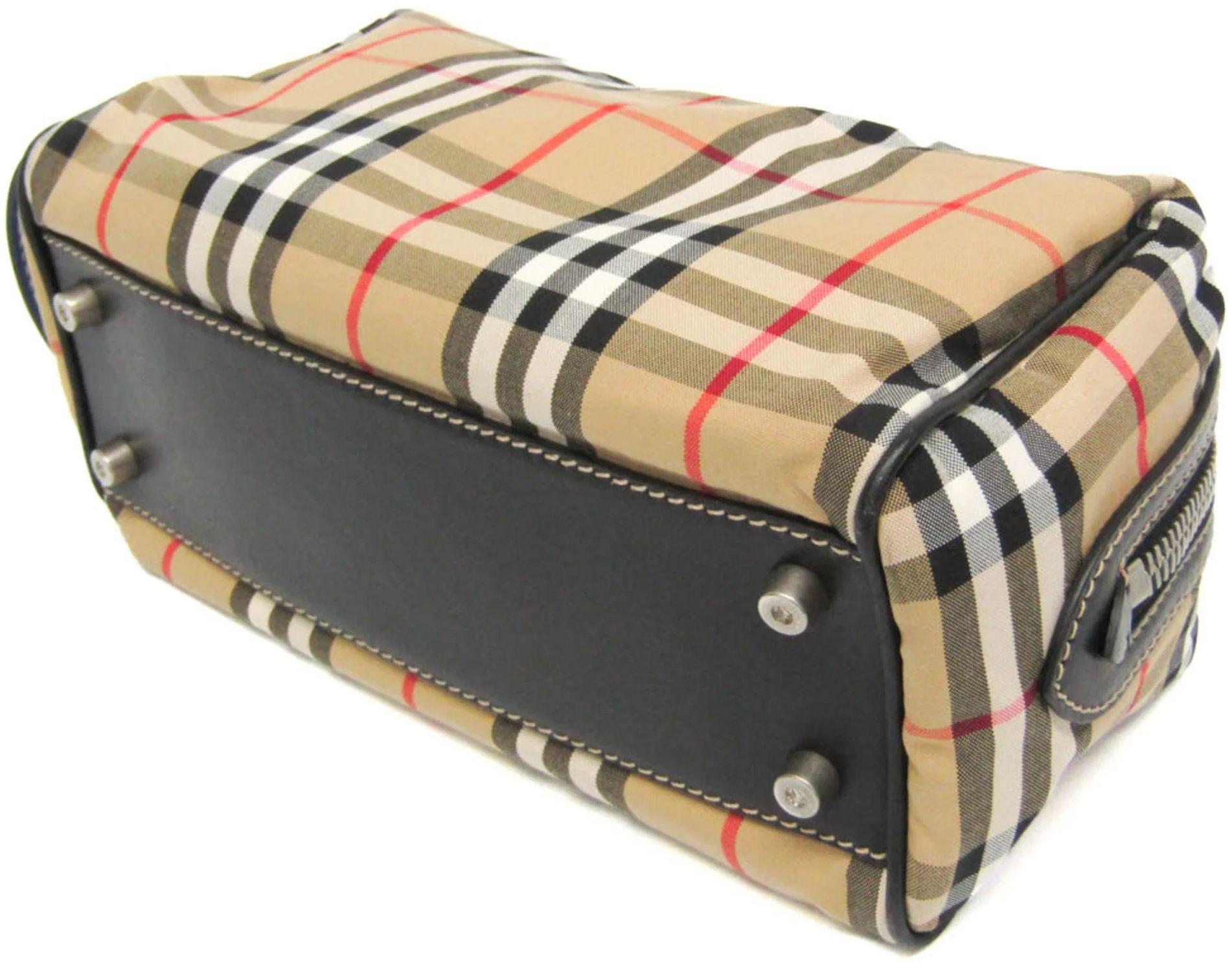 Renoverad Burberry Leather Nylon Canvas Clutch Bag Pouch - Reebelo Sverige