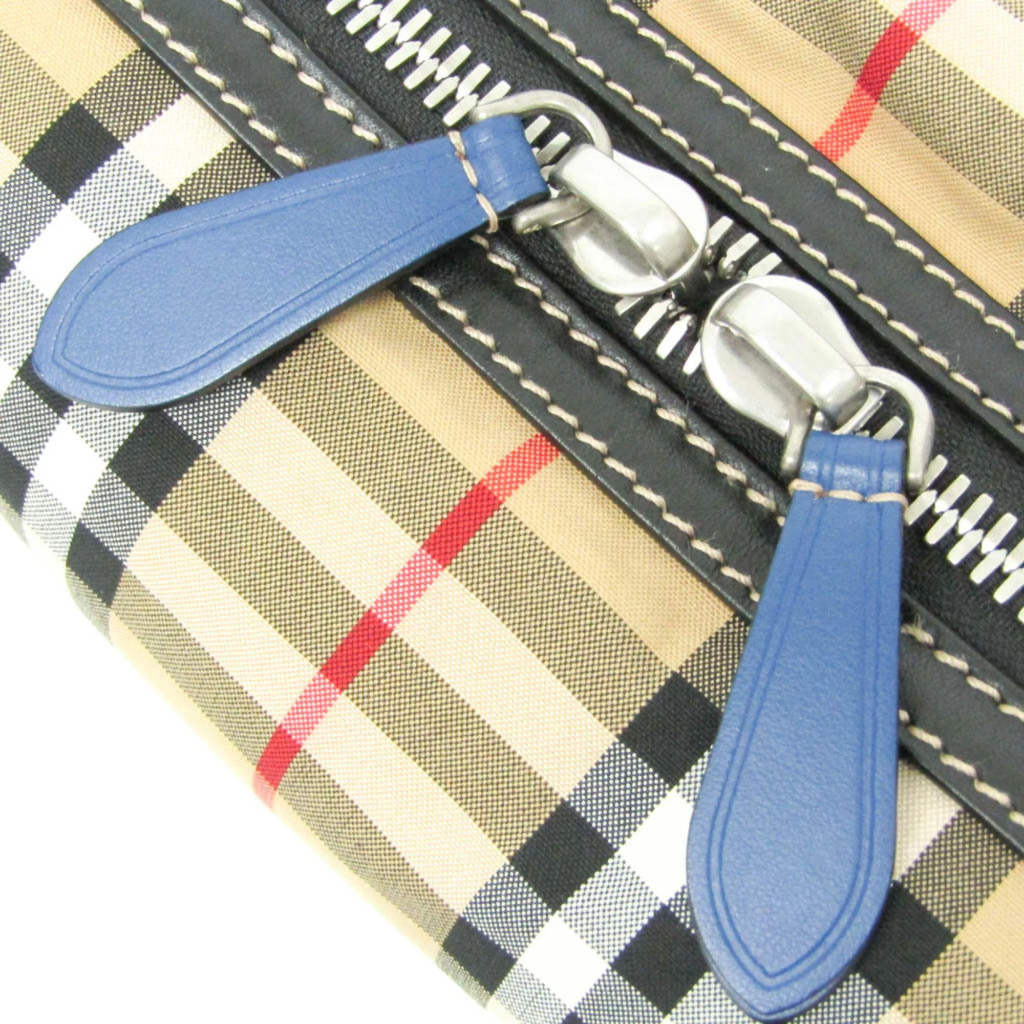 Renoverad Burberry Leather Nylon Canvas Clutch Bag Pouch - Reebelo Sverige