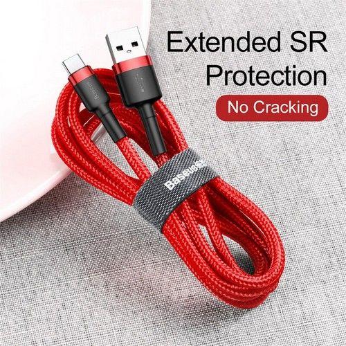 Renoverad Baseus Phone Cable cafule Fast Charging USB to Type-C USB for Samsung 3A 1M Red - Reebelo Sverige