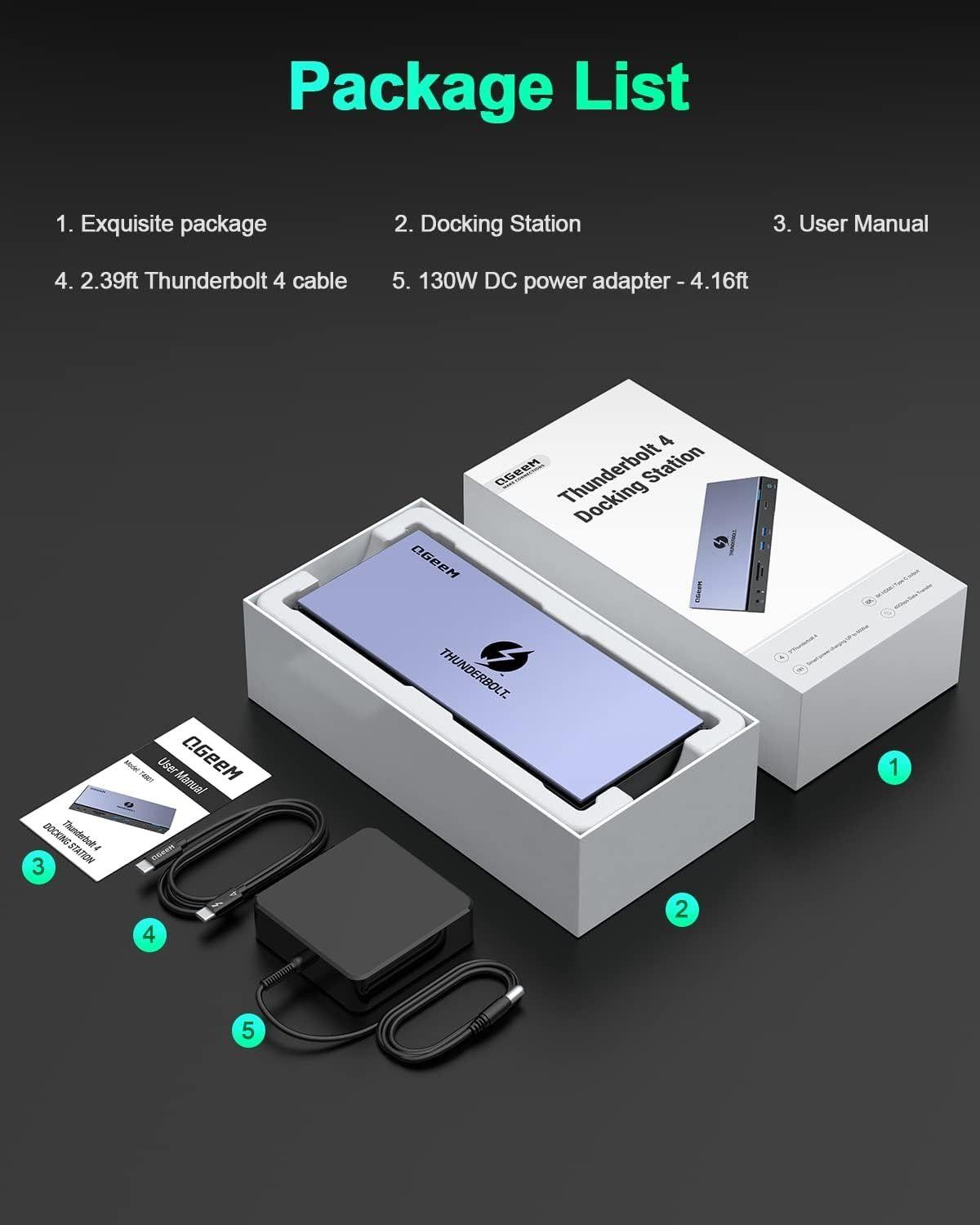 Renoverad QGeeM 16 in 1 Universal USB C Thunderbolt 4 Docking Station - Reebelo Sverige