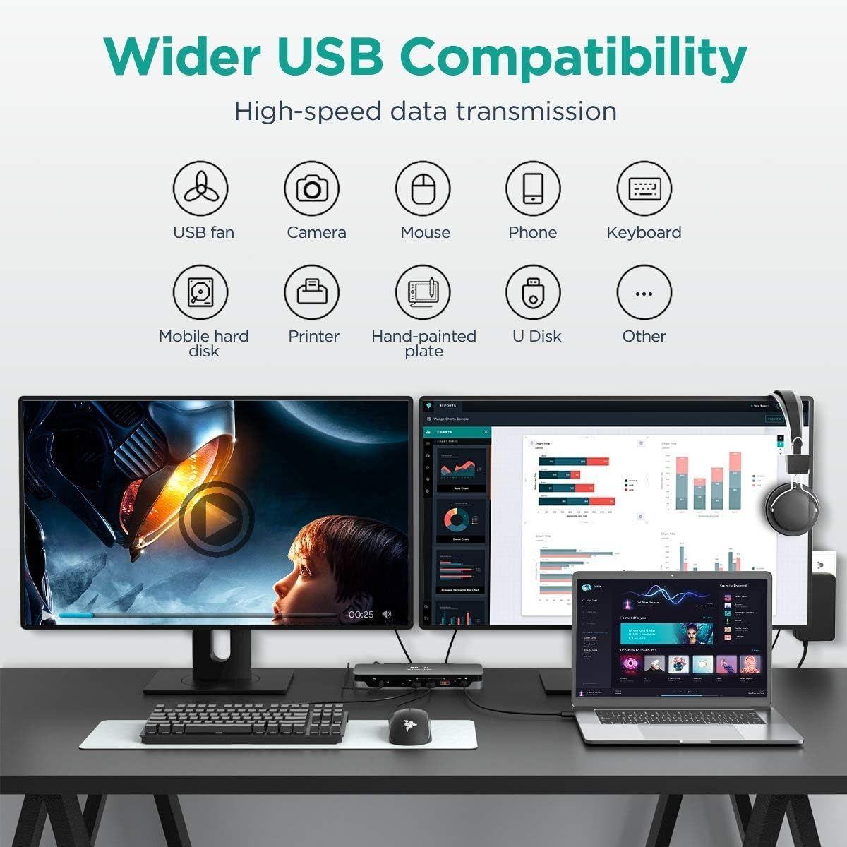 Renoverad QGeeM D6908 USB C Laptop Docking Station - Reebelo Sverige