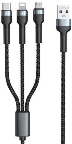 Renoverad Remax RC-124th Jany Series 3-in-1 Charging Cable 3.1A (1.2M) - Reebelo Sverige