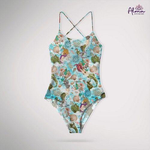 Renoverad Women's UPF 50+ MERMEID ONE PIECE Bathing Suits One Piece Swimsuits made from recycled plastic bottles Variant Size Value L - Reebelo Sverige