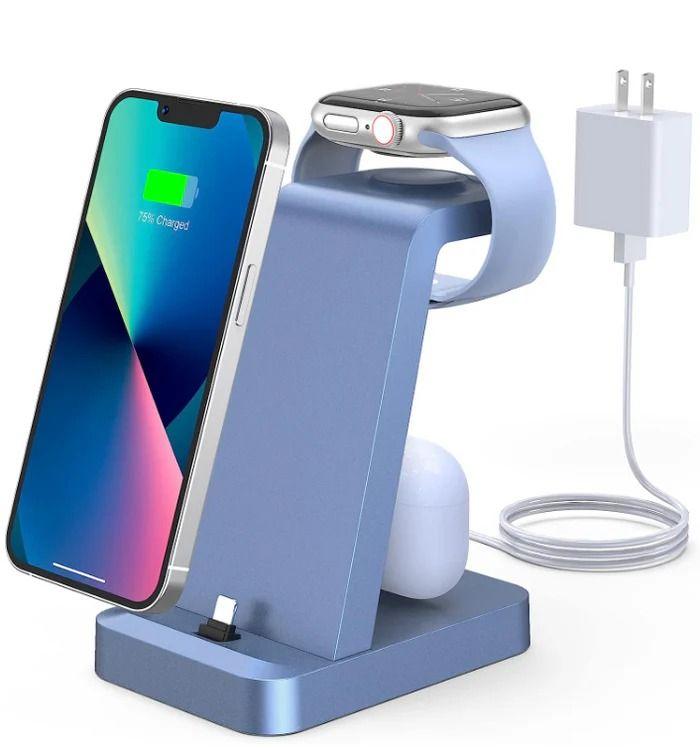 Renoverad Woruda Charger Station 3-in-1 Fast Wireless Charging Dock Stand for iPhone Multiple Devices - Reebelo Sverige